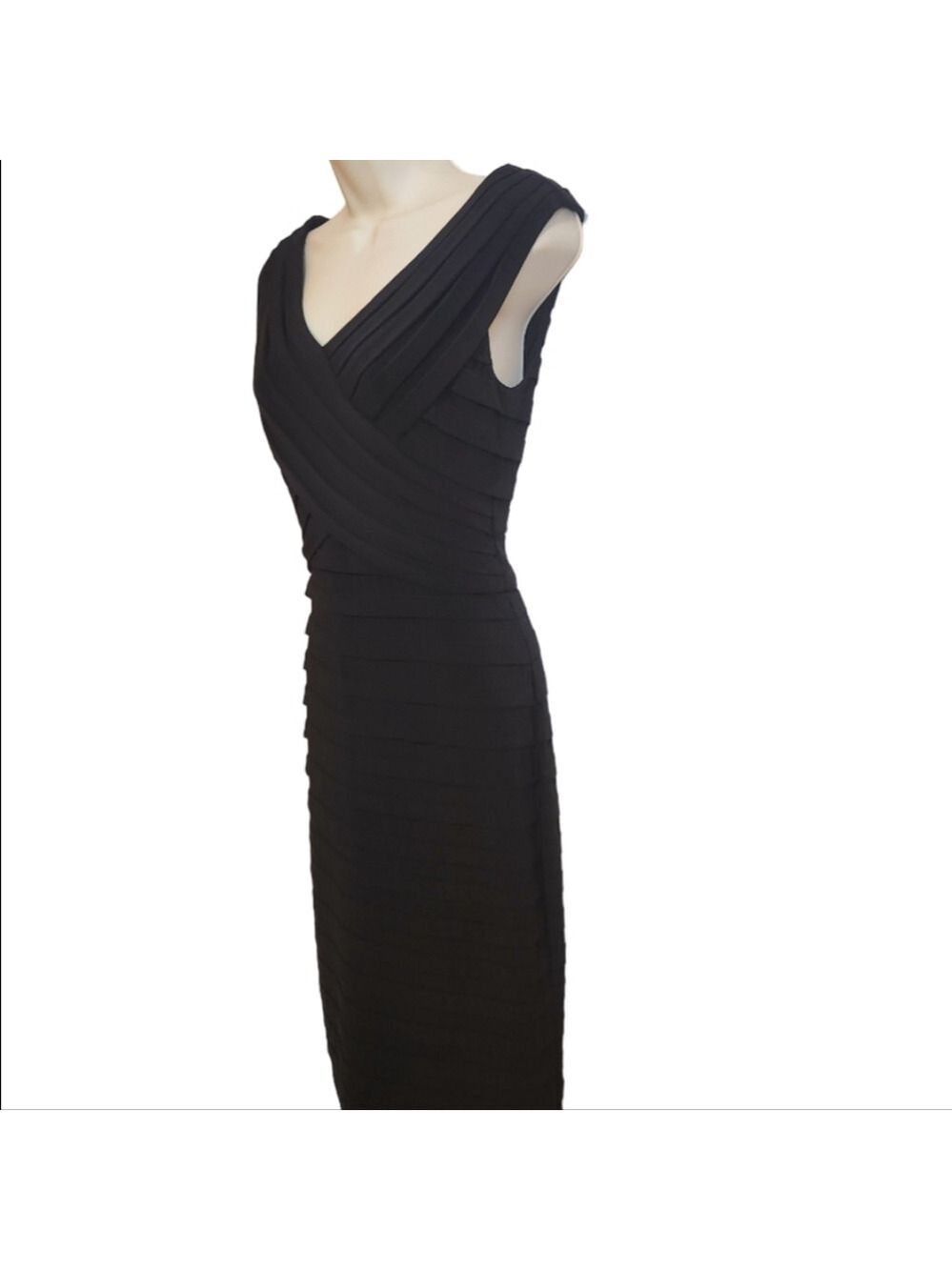 Adrianna Papell Black Sheath Dress Size 6 - Picture 4 of 12